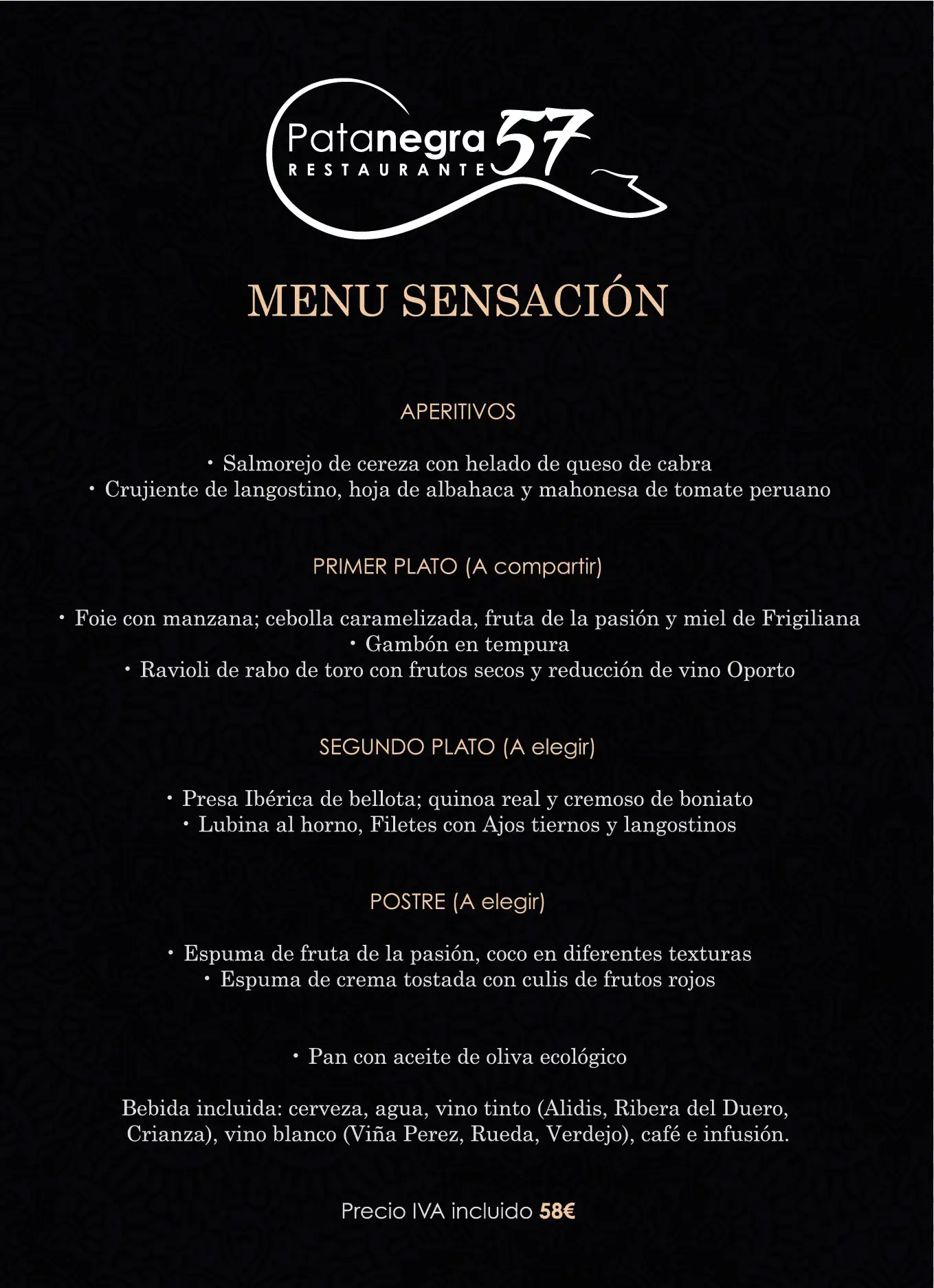 Carta (página 1) de Restaurante Pata Negra 57 en Nerja