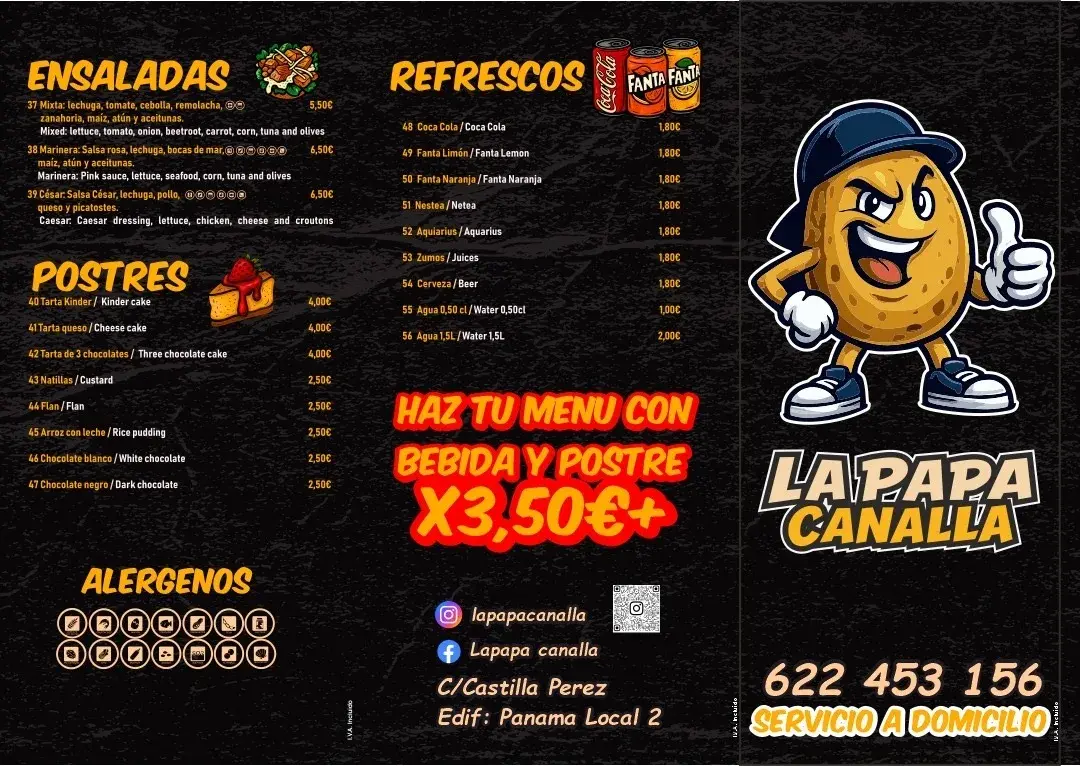 Carta/Menu de La Papa Canalla en Nerja