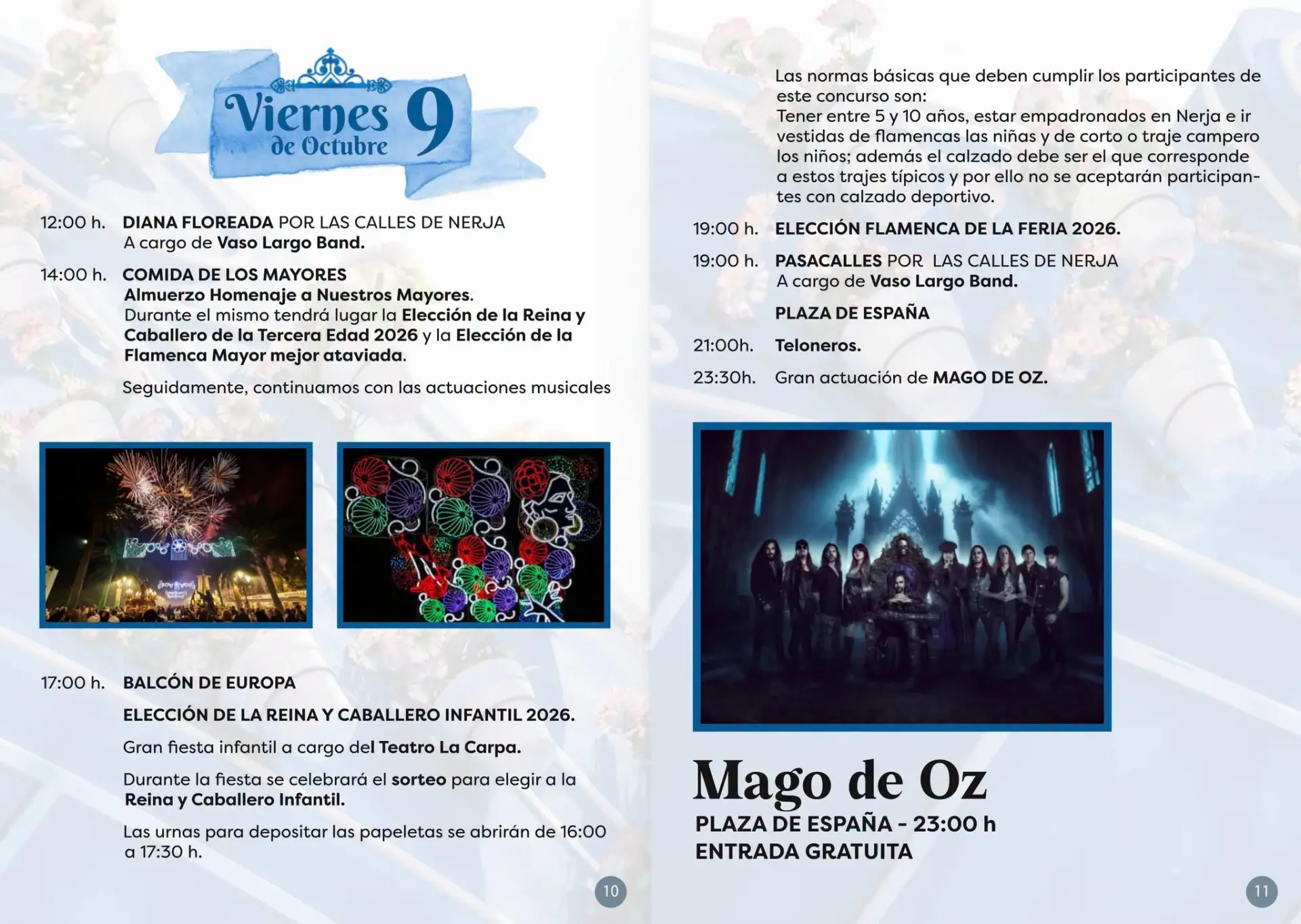 Nerja Fair 2026 programme: Friday 9 October and Mägo de Oz concert